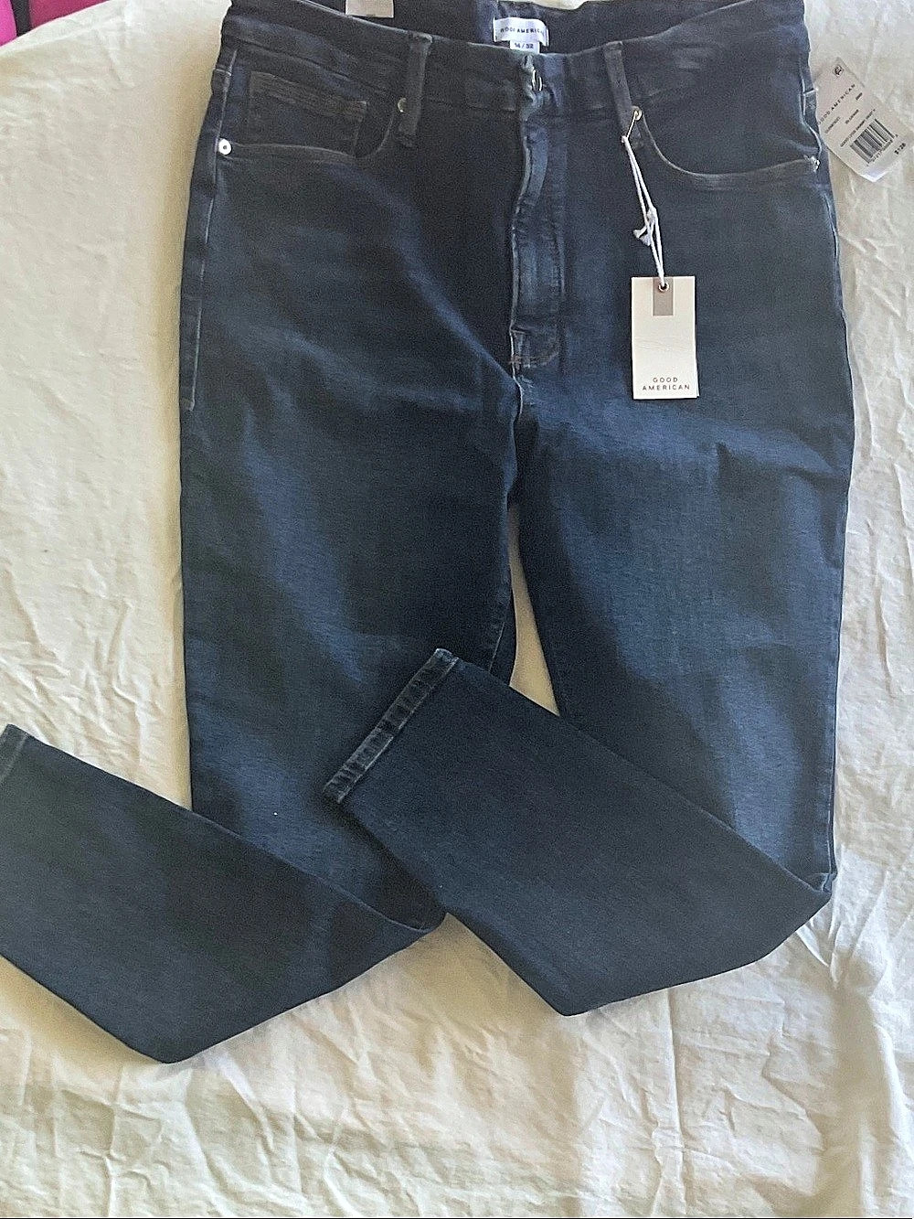 Good American Good Legs Crop Jeans Blue Waist 14